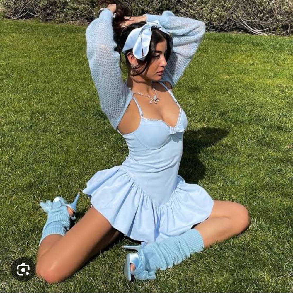 Nana Jacqueline Elena Romper Blue leg warmers and sweater